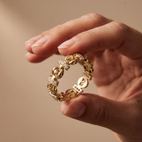 0.45CTW Round Cut Geometric Link Lab Grown Diamond Wedding Band For Women Gold