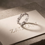 0.45CTW Round Cut Geometric Link Lab Grown Diamond Wedding Band For Women White 