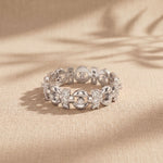 0.45CTW Round Cut Geometric Link Lab Grown Diamond Wedding Band For Women White 