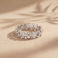 0.45CTW Round Cut Geometric Link Lab Grown Diamond Wedding Band For Women White 
