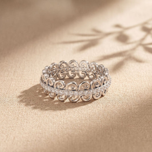 0.30CTW Round Cut Vintage Scrollwork Lab Grown Band For Women White