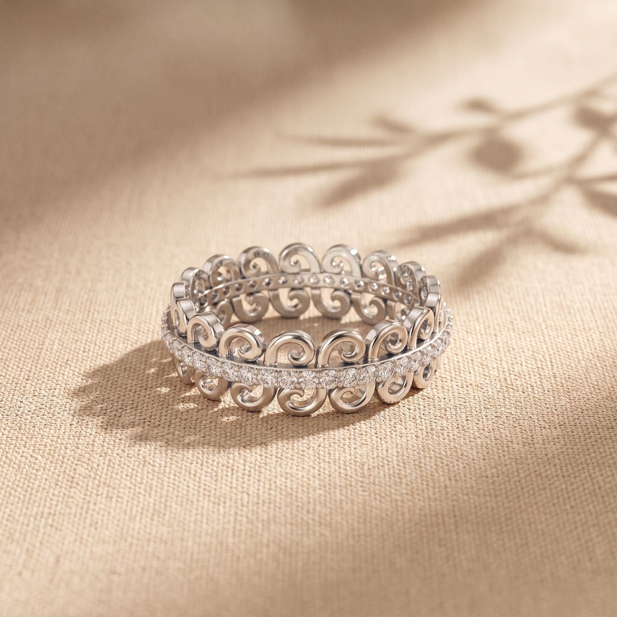 0.30CTW Round Cut Vintage Scrollwork Lab Grown Band For Women White