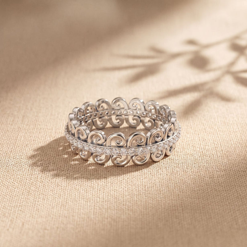 0.30CTW Round Cut Vintage Scrollwork Lab Grown Band For Women White