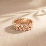 0.40CTW Round Cut Leaf Motif Lab Grown Band For Women Rose Gold