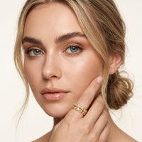 0.40CTW Round Cut Leaf Motif Lab Grown Band For Women Gold