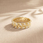 0.40CTW Round Cut Leaf Motif Lab Grown Band For Women Gold