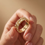 0.40CTW Round Cut Leaf Motif Lab Grown Band For Women Gold