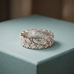 0.40CTW Round Cut Leaf Motif Lab Grown Band For Women White