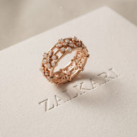 0.45CTW Round Cut Floral Openwork Lab Grown Band For Women Rose Gold