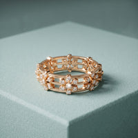 0.45CTW Round Cut Floral Openwork Lab Grown Band For Women Rose Gold
