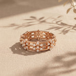 0.45CTW Round Cut Floral Openwork Lab Grown Band For Women Rose Gold