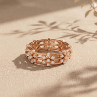 0.45CTW Round Cut Floral Openwork Lab Grown Band For Women Rose Gold