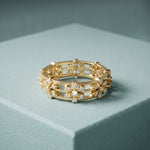 0.45CTW Round Cut Floral Openwork Lab Grown Band For Women Gold
