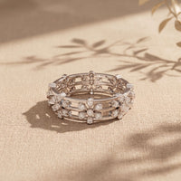 0.45CTW Round Cut Floral Openwork Lab Grown Band For Women White