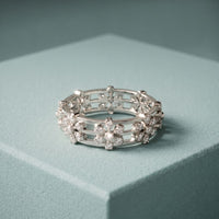 0.45CTW Round Cut Floral Openwork Lab Grown Band For Women White
