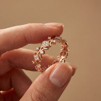 0.40CTW Round Cut Art Deco Inspired Lab Grown Band For Women Rose Gold