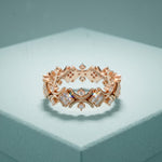 0.40CTW Round Cut Art Deco Inspired Lab Grown Band For Women Rose Gold