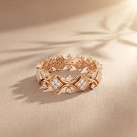 0.40CTW Round Cut Art Deco Inspired Lab Grown Band For Women Rose Gold