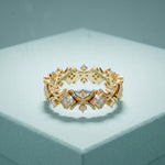 0.40CTW Round Cut Art Deco Inspired Lab Grown Band For Women Gold