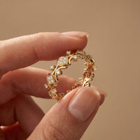 0.40CTW Round Cut Art Deco Inspired Lab Grown Band For Women Gold