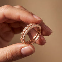 0.70CTW Round Cut Nature-Inspired Eternity Lab Grown Band For Women Rose Gold