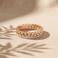 0.70CTW Round Cut Nature-Inspired Eternity Lab Grown Band For Women Rose Gold