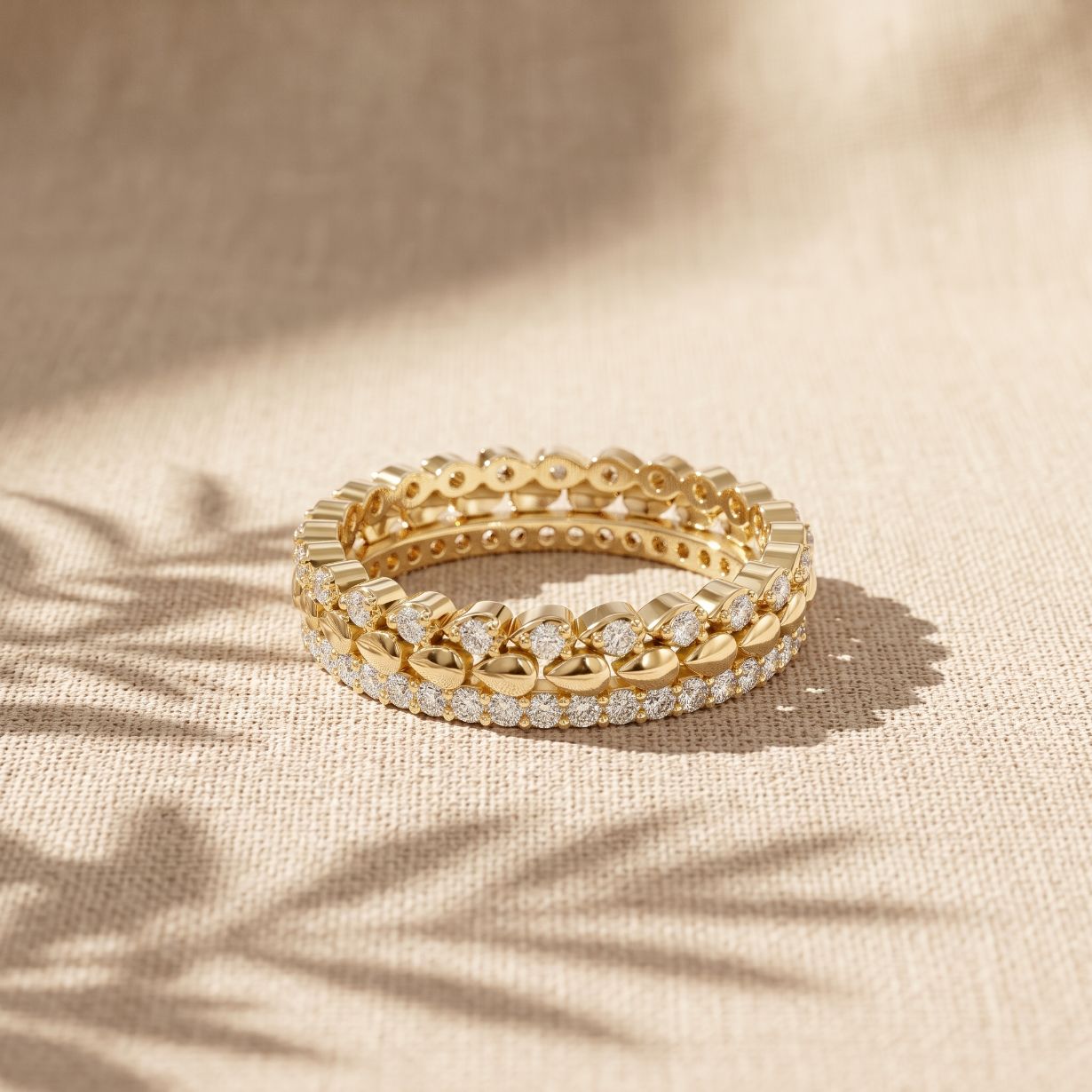 0.70CTW Round Cut Nature-Inspired Eternity Lab Grown Band For Women Gold
