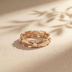 0.20CTW Round Cut Angular Motif Lab Grown Band For Women Rose Gold