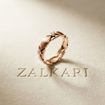 0.20CTW Round Cut Angular Motif Lab Grown Band For Women Rose Gold