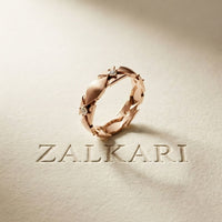 0.20CTW Round Cut Angular Motif Lab Grown Band For Women Rose Gold