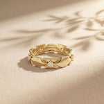 0.20CTW Round Cut Angular Motif Lab Grown Band For Women Gold