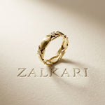 0.20CTW Round Cut Angular Motif Lab Grown Band For Women Gold