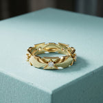 0.20CTW Round Cut Angular Motif Lab Grown Band For Women Gold