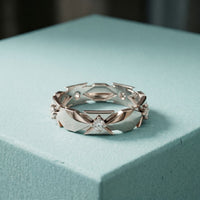 0.20CTW Round Cut Angular Motif Lab Grown Band For Women White