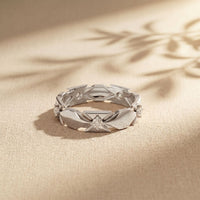 0.20CTW Round Cut Angular Motif Lab Grown Band For Women White