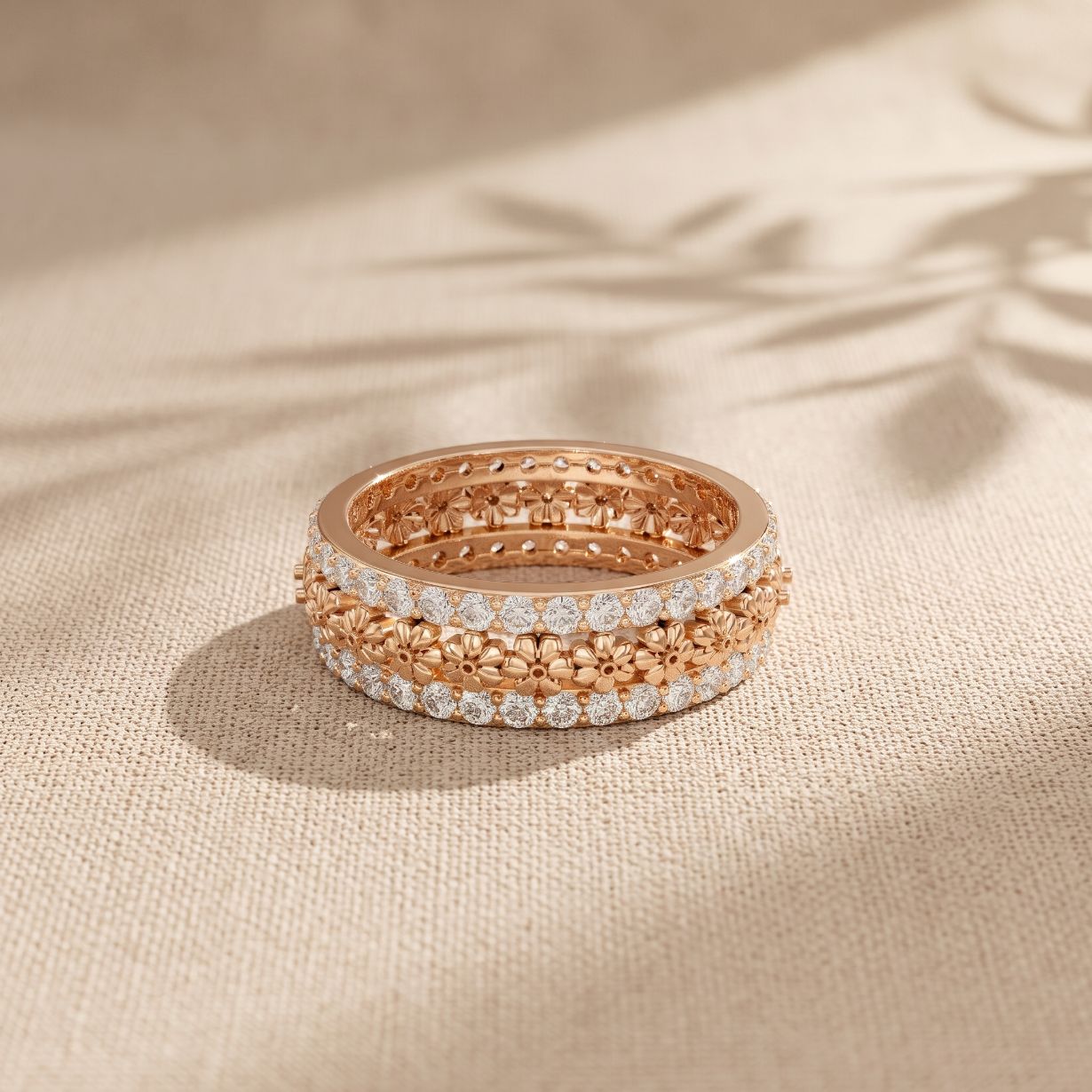 0.85CTW Round Cut Filigree Inspired Lab Grown Band For Women Rose Gold