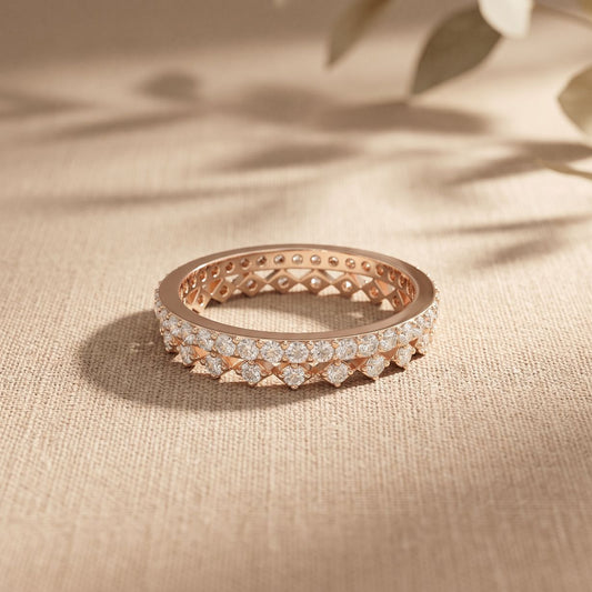 0.70CTW Round Cut Minimalist Luxury Lab Grown Band For Women Rose Gold 