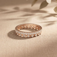 0.70CTW Round Cut Minimalist Luxury Lab Grown Band For Women Rose Gold 