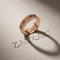 0.60CTW Round Cut Botanical Inspired Lab Grown Band For Women Rose Gold