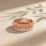 0.60CTW Round Cut Botanical Inspired Lab Grown Band For Women Rose Gold