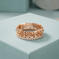 0.60CTW Round Cut Botanical Inspired Lab Grown Band For Women Rose Gold