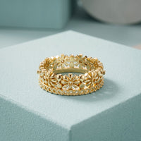 0.60CTW Round Cut Botanical Inspired Lab Grown Band For Women Gold