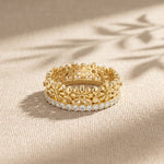 0.60CTW Round Cut Botanical Inspired Lab Grown Band For Women Gold