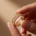 0.60CTW Round Cut Botanical Inspired Lab Grown Band For Women Gold