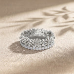 0.60CTW Round Cut Botanical Inspired Lab Grown Band For Women White