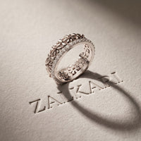 0.60CTW Round Cut Botanical Inspired Lab Grown Band For Women White