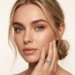 0.60CTW Round Cut Botanical Inspired Lab Grown Band For Women White
