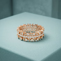 0.70CTW Round Cut Contemporary Design Lab Grown Band For Women Rose Gold