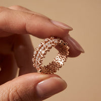 0.70CTW Round Cut Contemporary Design Lab Grown Band For Women Rose Gold