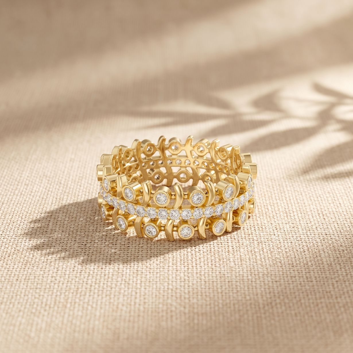 0.70CTW Round Cut Contemporary Design Lab Grown Band For Women Gold